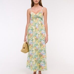Abercrombie & Fitch Pastel Yellow Tropical Floral Maxi Dress